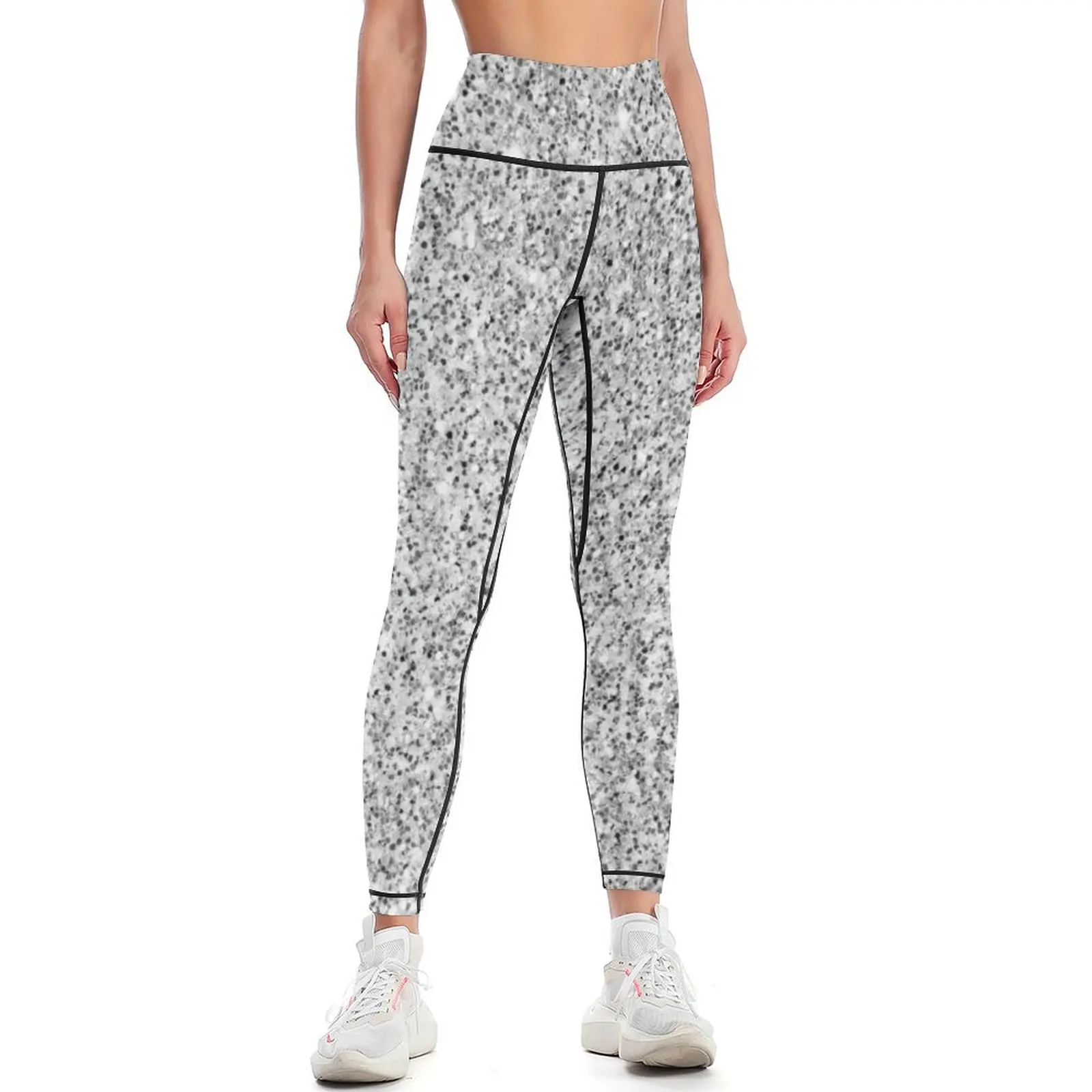 

Silver faux glitter sparkles Leggings Sports pants woman sport pants sportswear gym Womens Leggings