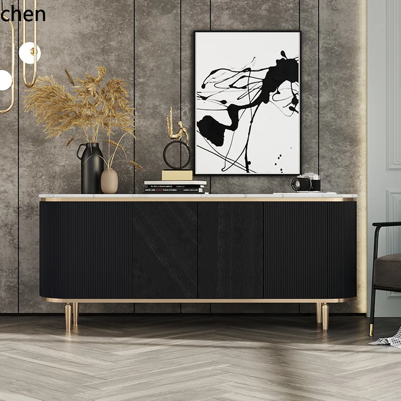 ZML Marble TV Cabinet Living Room Storage Decorative Cabinet Wall-Mounted Bedroom TV Cabinet