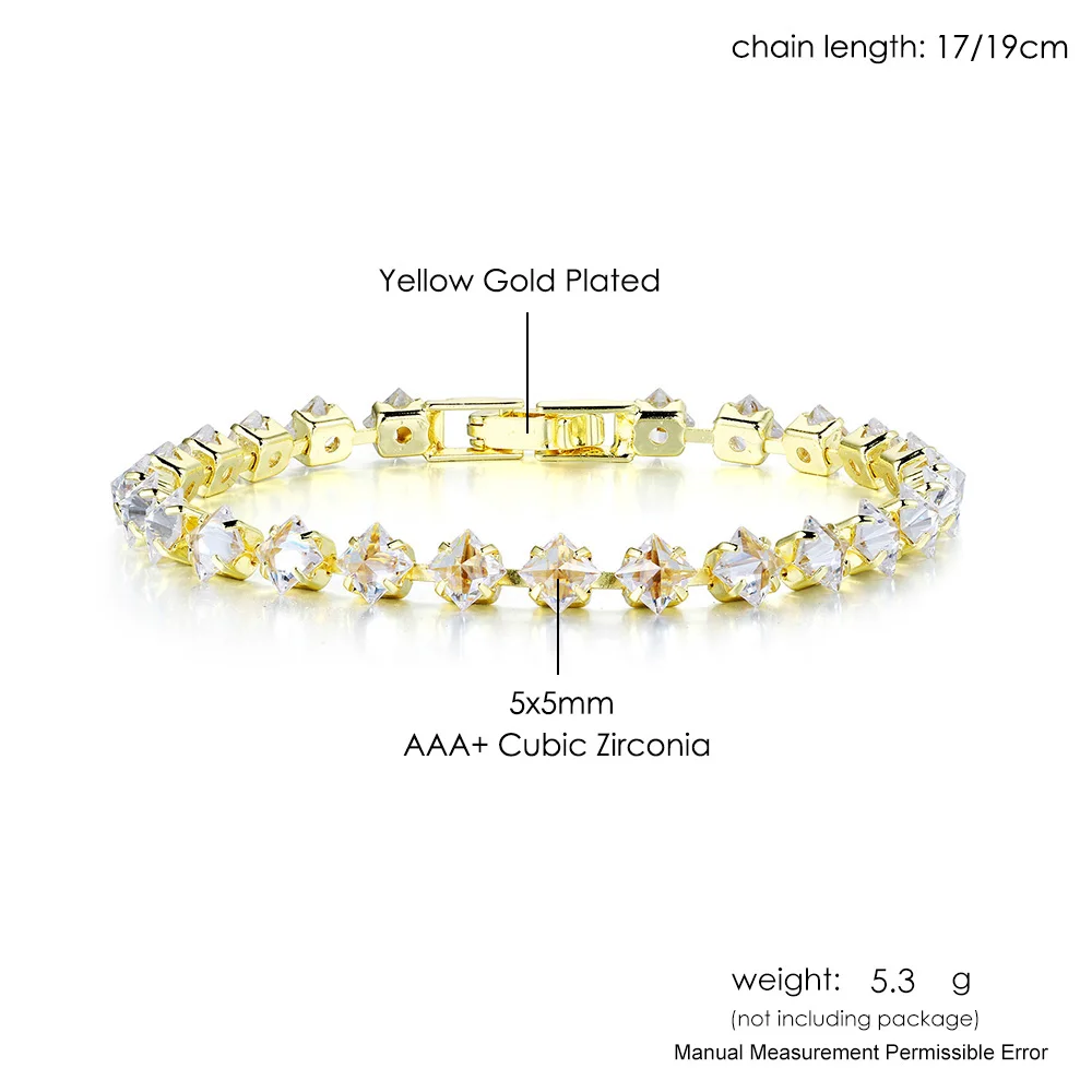 Charm-Kette Tennis-Armband für Frauen, glänzend, funkelnd, quadratisch, Zirkon, Handschmuck, silberfarben, verstellbarer Armreif, Geschenk für Freunde, H122 – Detail 1