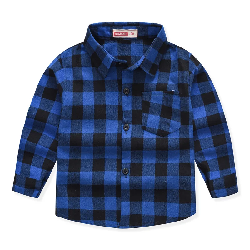 2023 New Toddler Boys Shirts Spring Autumn Kids British Style Long-sleeved Shirts Cotton Plaid Print Shirts Children\'s Clothing