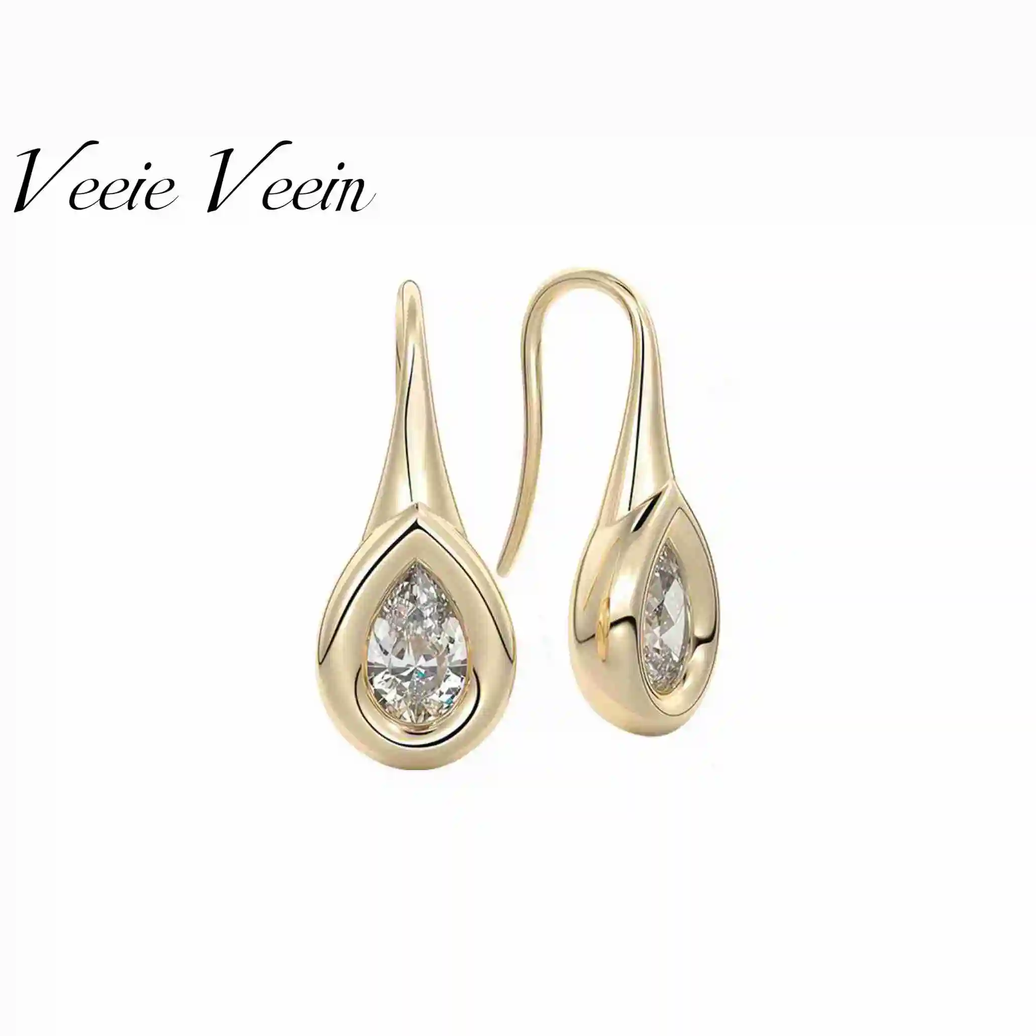 Veeie Veein Ins Fashion 1 Carat Mosan Stone Earring Female European And American Niche S925 Sterling Silver Plated 18k Gold Earh