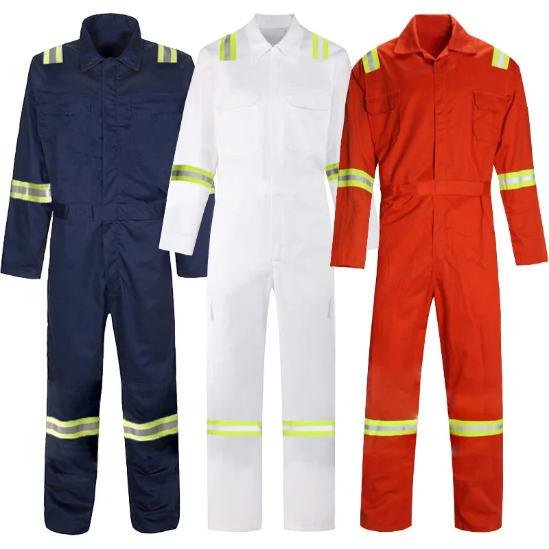 

Size M-5XL Men 100% Cotton Work Coveralls Repairman Coveralls with Reflective Strip Working Welding Uniforms Safety Clothing