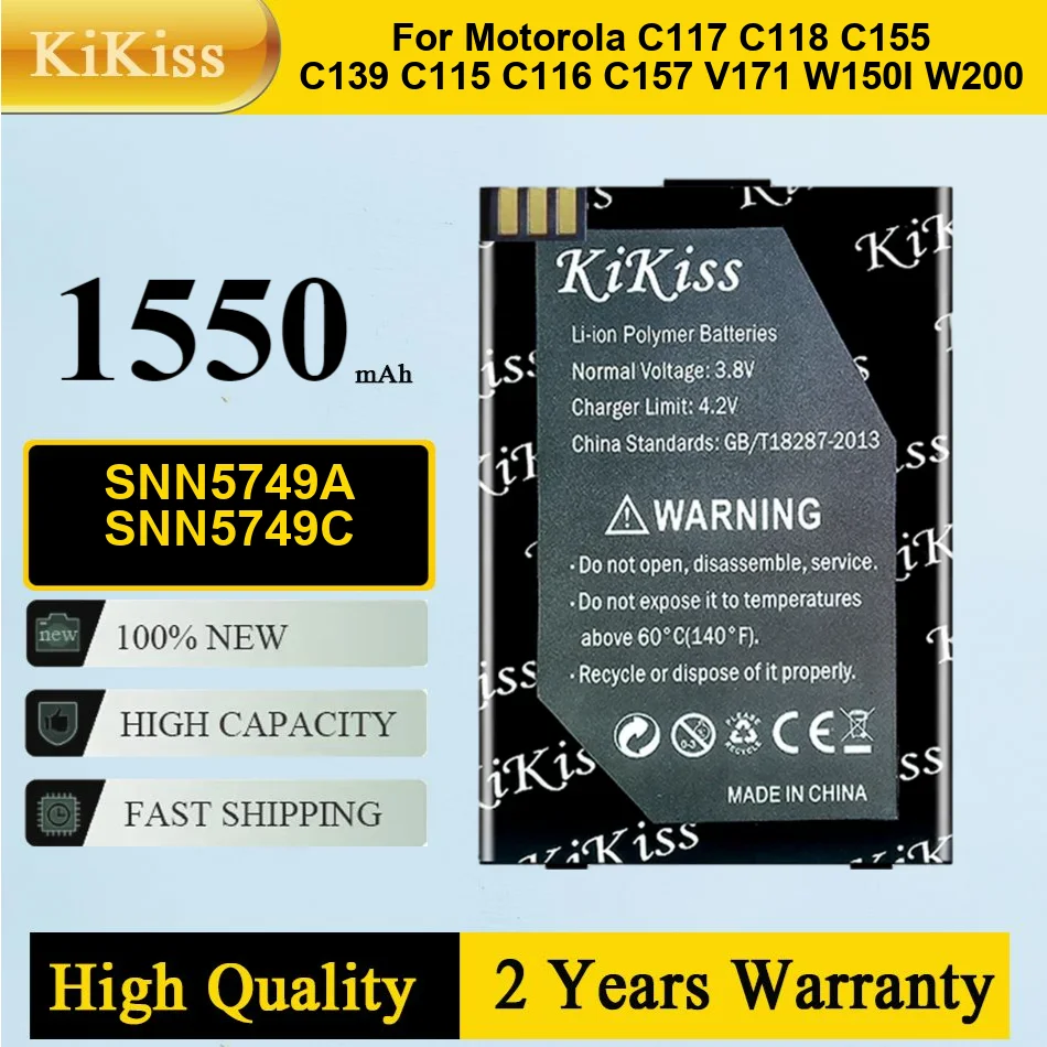 

1550Mah Kikiss Battery SNN5749A SNN5749C For Motorola Moto C117 C118 C155 C139 C115 C116 C157 V171 W150I W200