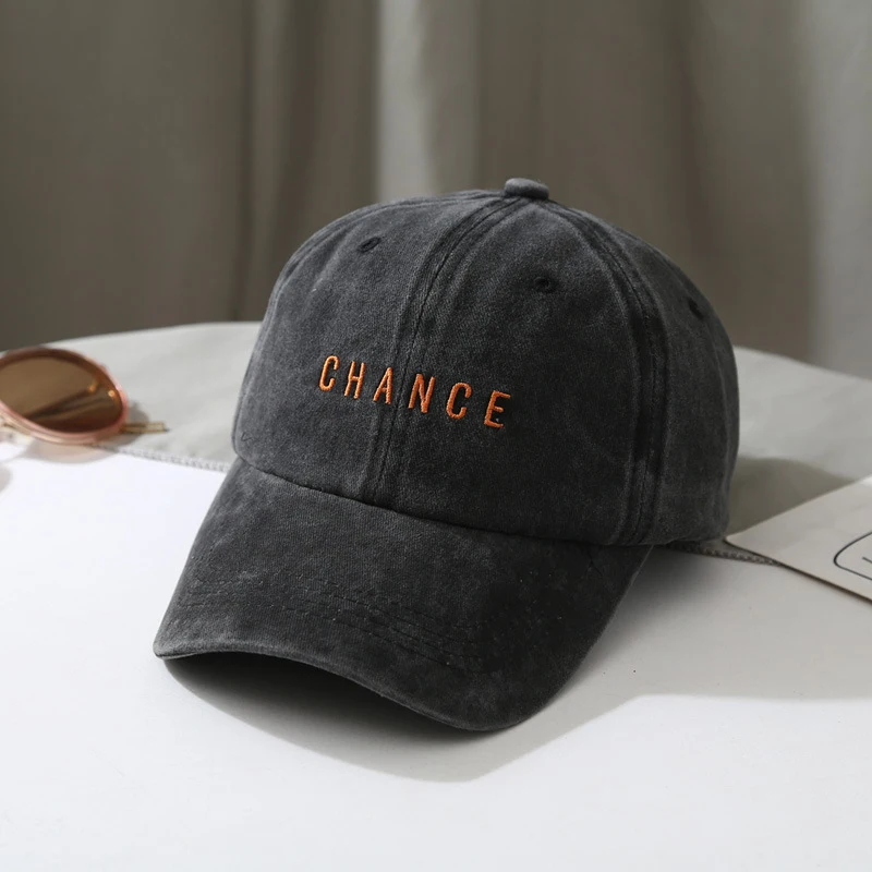 Vintage Washed Baseballkappe für Damen – Frühling/Sommer, koreanischer Stil, weiche Oberseite, modische Partnerkappe mit Buchstabenstickerei für Herren und Damen