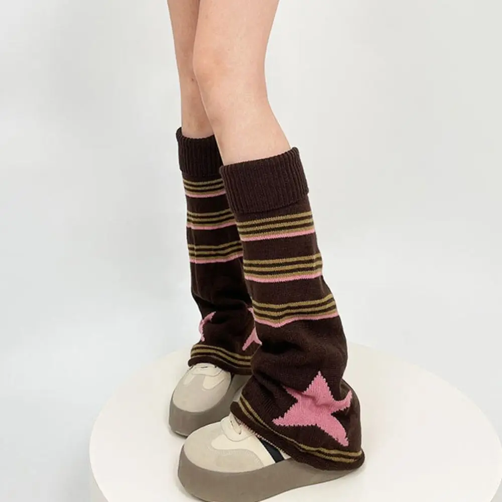 

Harajuku розовые коричневые гетры со звездами вязаные сохраняющие тепло готические чулки Y2K манжеты для ботинок чехол чулки популярные аксессуары для девочек