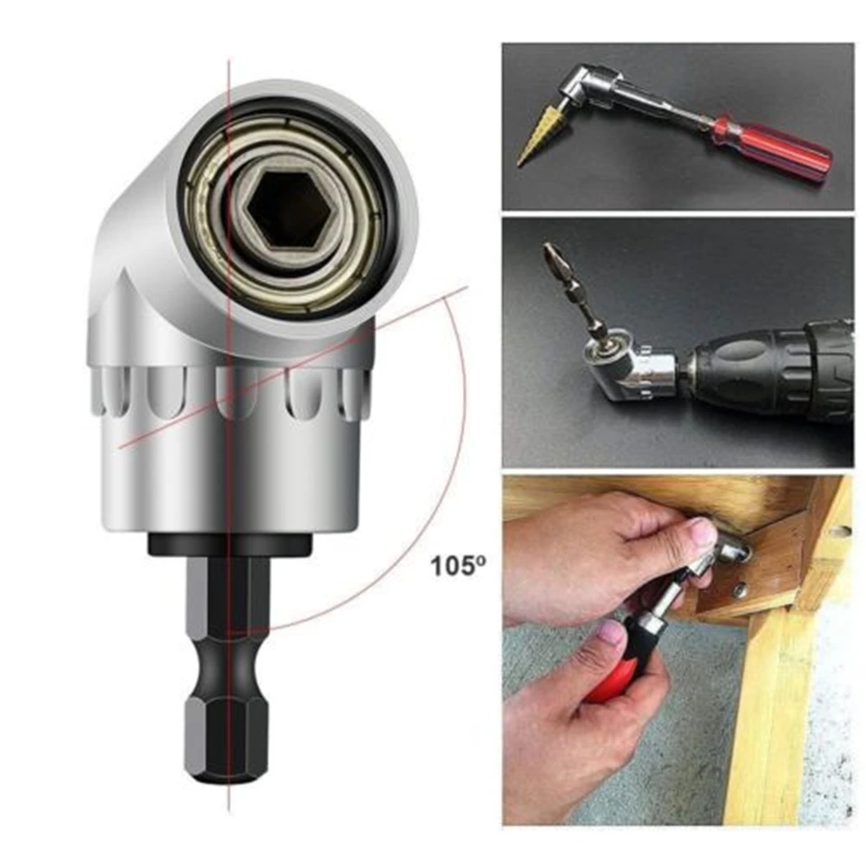 HOT Adjustable 105 Degree Right Angle Driver Screwdriver Hand Tools 1/4 Hex Shank Power Drill Screwdriver Bits free shipping