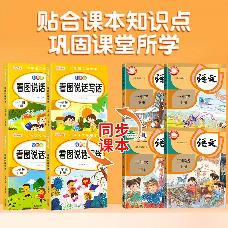 Primary Chinese Workbook Grades 1-2: Pinyin To Hanzi, Must-Know Ancient Poems & Text Fill-in-the-Blanks (Vol. 1 & 2)