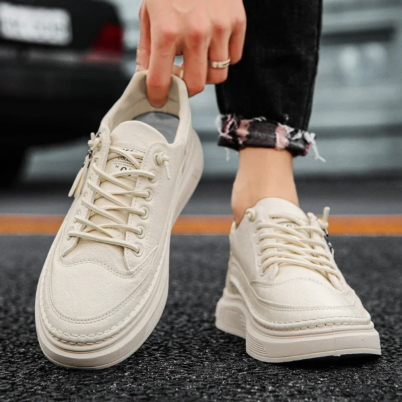 Unisex White Sneakers Summer Lace Up Thick Bottom Casual Flats Anti-slip Outdoor Walking Sports Board Shoes Sapatos Femininos