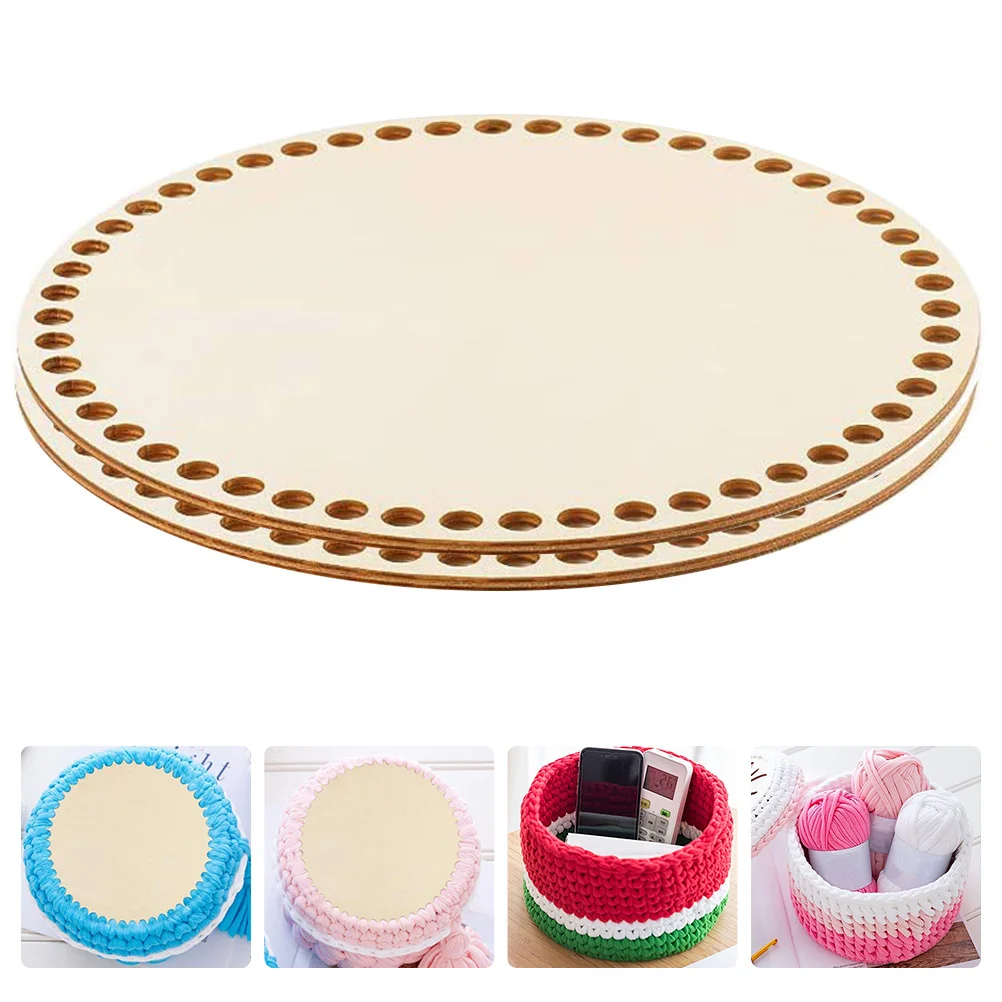 2 Pcs Handbags Woven Base Shaping DIY Crochet Knitting Circle Blank Bottom Crocheting Wood Basket