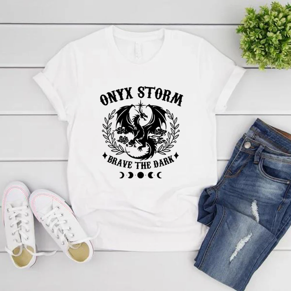 Onyx Storm T-shirts Fourth Wing Basgiath War College T Shirt Men Women Short Sleeve T-Shirts Vintage Unisex Streetwear Tee Tops