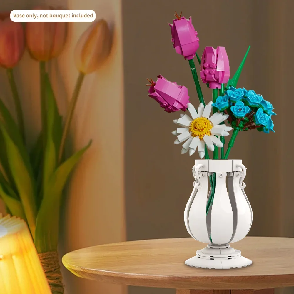 MOC white vase Building Blocks Model Creativity European style white vase multifunctional Bricks Assembled Toy For Kids Gift