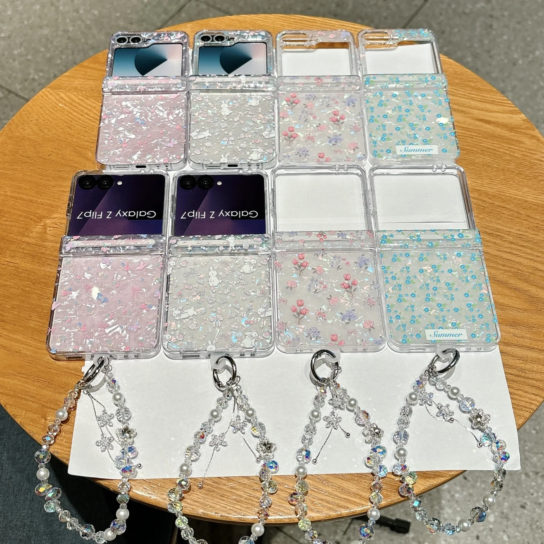 

Creative Shell Patterned Flowers for Samsung Galaxy Z Flip 8 7 6 5 Protective Back Cover for ZFlip8 ZFlip6 ZFlip7 Case Shell