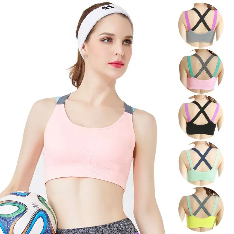 Lovely Push Up Sports Bra XL For Women Cross Straps Wireless Padded Comfy Gym Bra Yoga Underwear Active Wear Workout Fitness Top