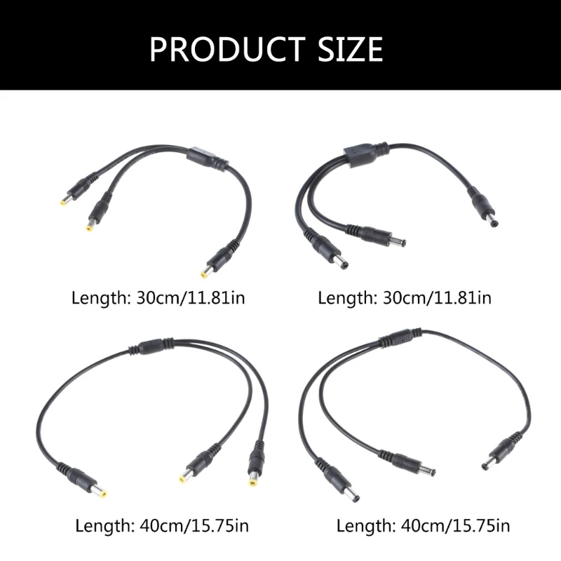 DC5521/DC5525 Kabel zasilający 5,5x2,5mm/5,5x2,1mm Przewód łączący 1 do 2 Y Przewód rozdzielający do wentylatora kamer