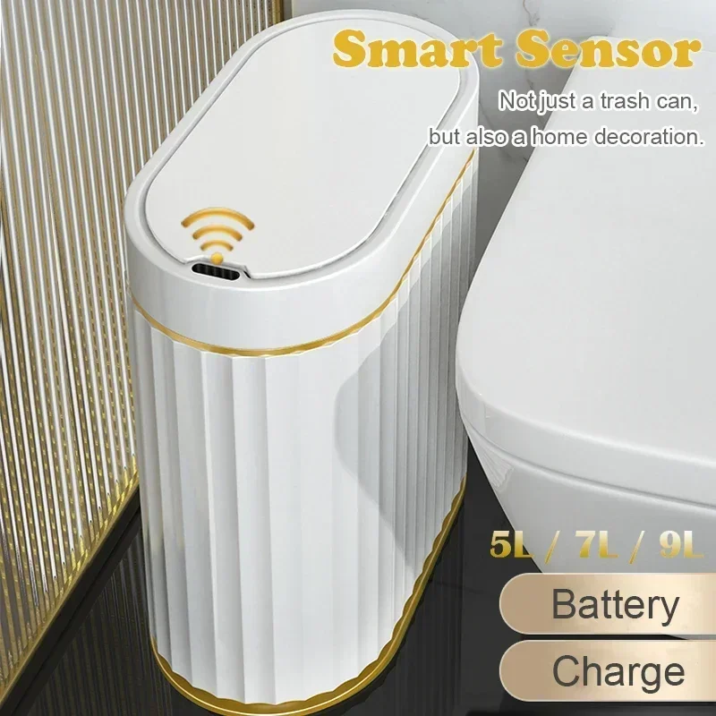 5L/7L/9L Smart Trash Can Electronic Automatic Smart Sensor Waterproof Garbage Bin Toilet Waste Garbage Can for Kitchen Bathroom