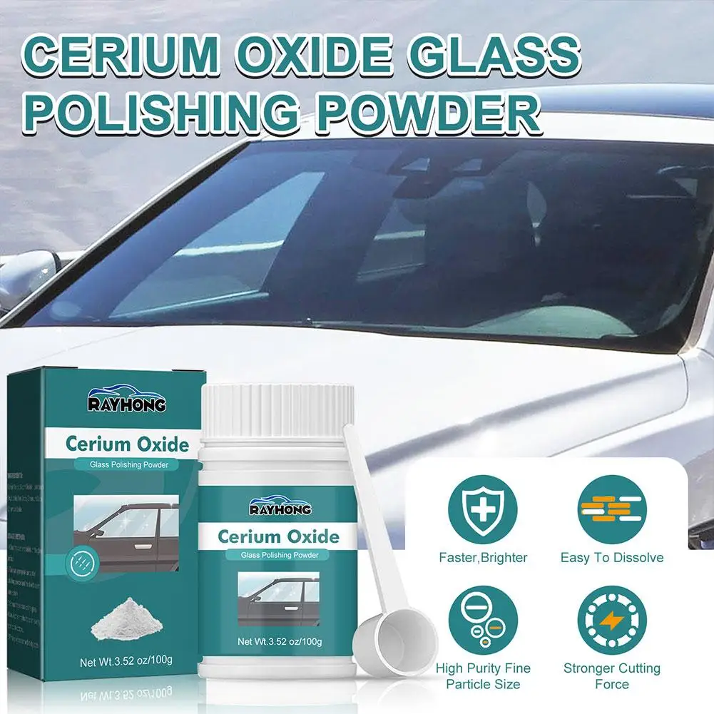 Poudre de polissage de verre à l\'oxyde de cérium, dissolvant de rayures pour pare-brise de fenêtre, outil de réparation, tampon de polissage à la