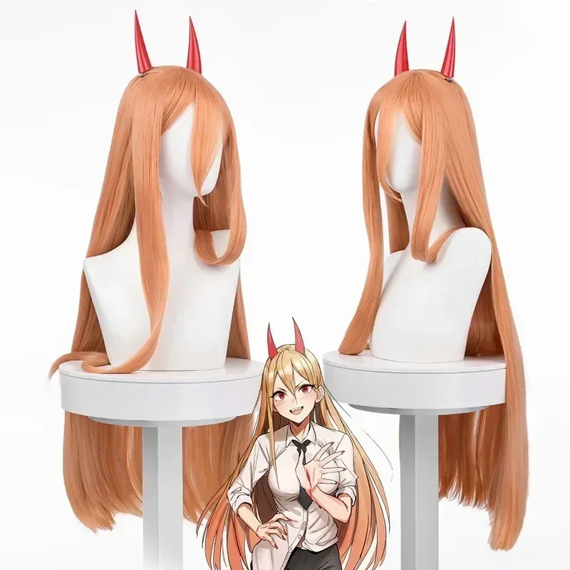 Perruques Cosplay Anime Chainsaw Man Power avec WigCap pour Bol, Vêtements de Sauna, Halloween fur s Up Party Mass, Costumes Tim