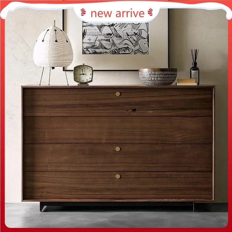 

XZ Black walnut solid wood four-bucket cabinet wabi-sabi wind storage cabinet