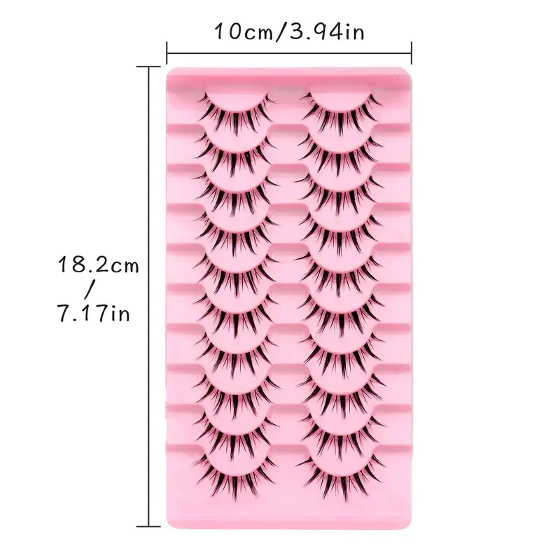 10 pares de pestañas postizas anime con estilo de los pequeños diablos, con tallos transparentes naturales, efectos espectaculares y reutilizables.