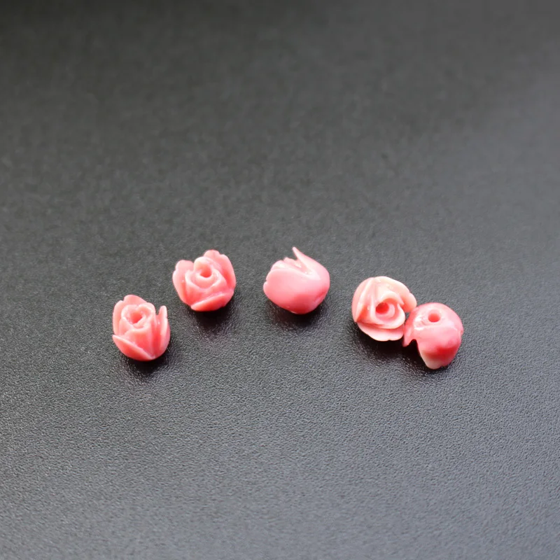 20pcs/Lot 7mm Double ColoredArtificial Coral Tulips Flower Beads Pink&White Color Cabochon Fashion Beads for DIY Jewelry making