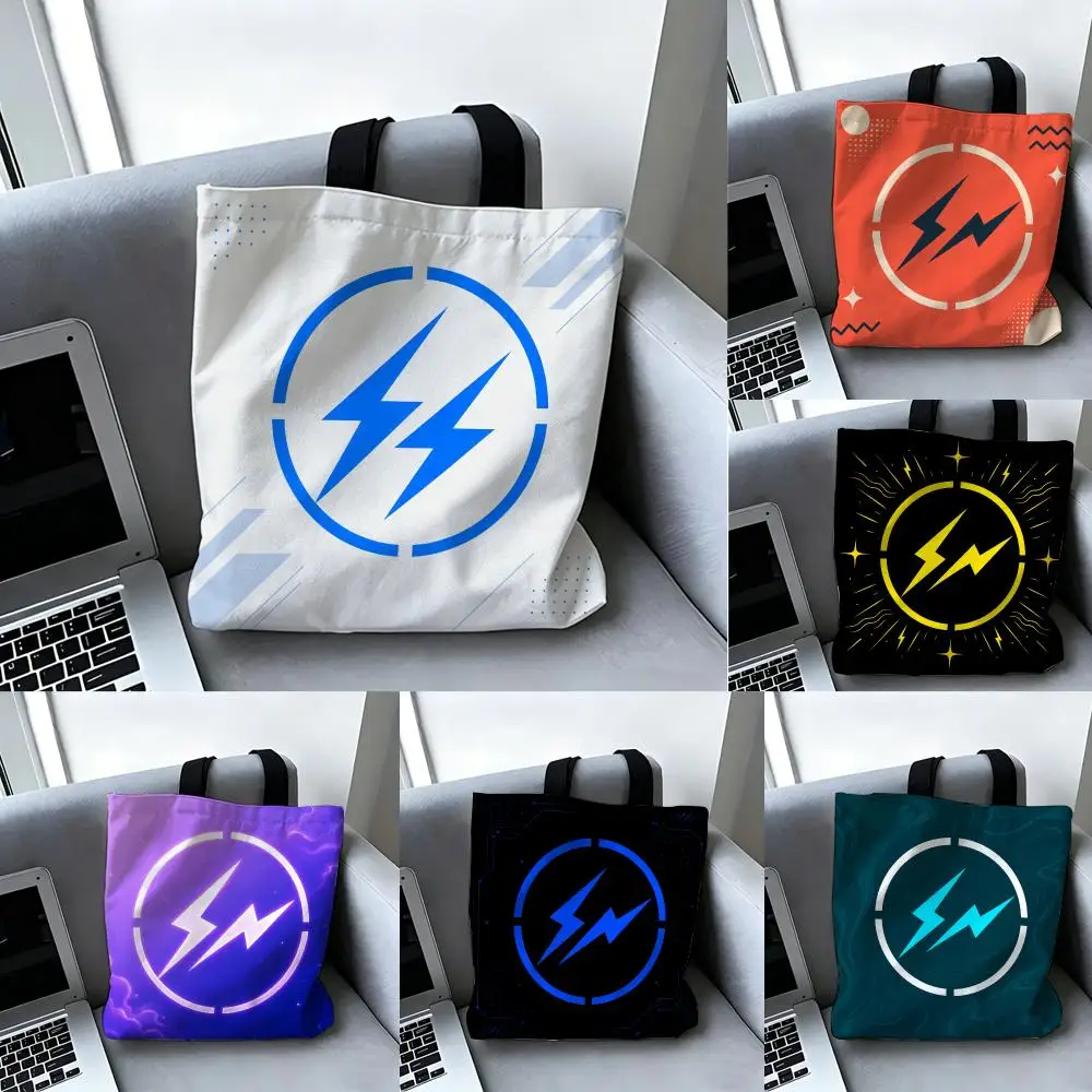Bright Lightning Fragment Storage Bags Large Capacity Canvas Bag for Female Students Tote Mommy Bag