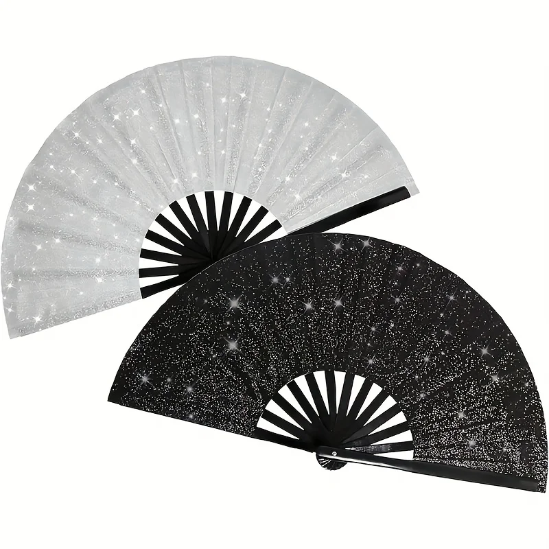 

1 шт. блестящие ручные веера для женщин, большие складные веера в стиле вечеринки, подарок на тему дня рождения и праздничный бал, групповой лот