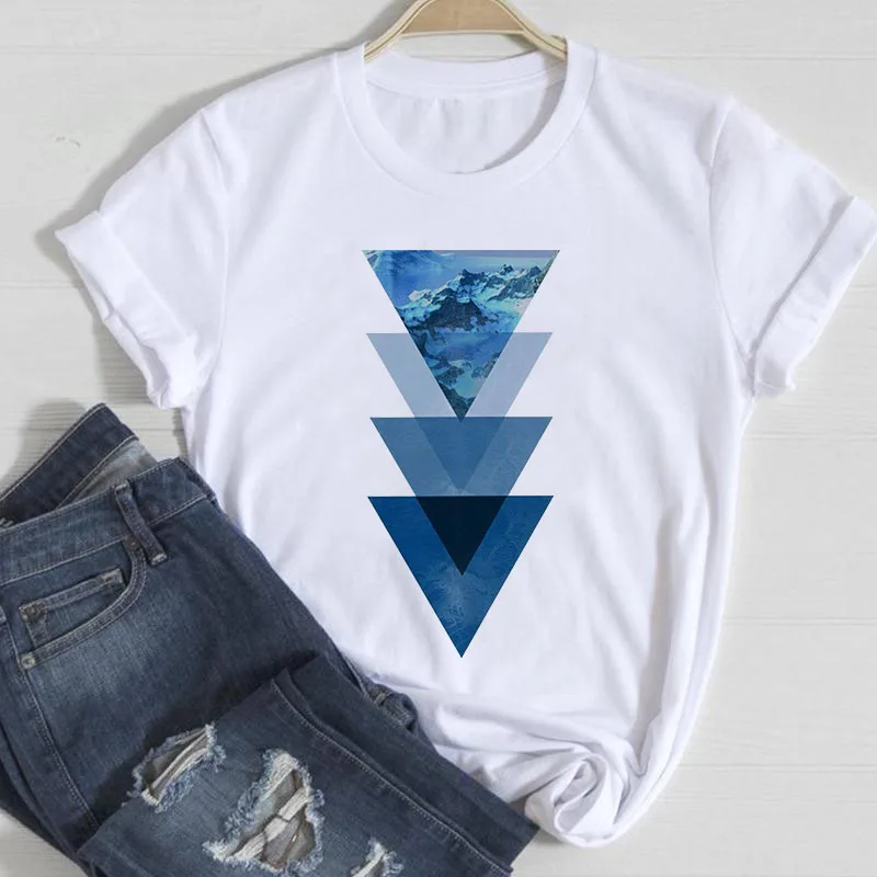 

Women T shirt 2022 Summer geometry 90s Cartoon Ladies Clothes Tshirt Female Lovely Graphic Print Short sleeve Tees Tops T-shirt