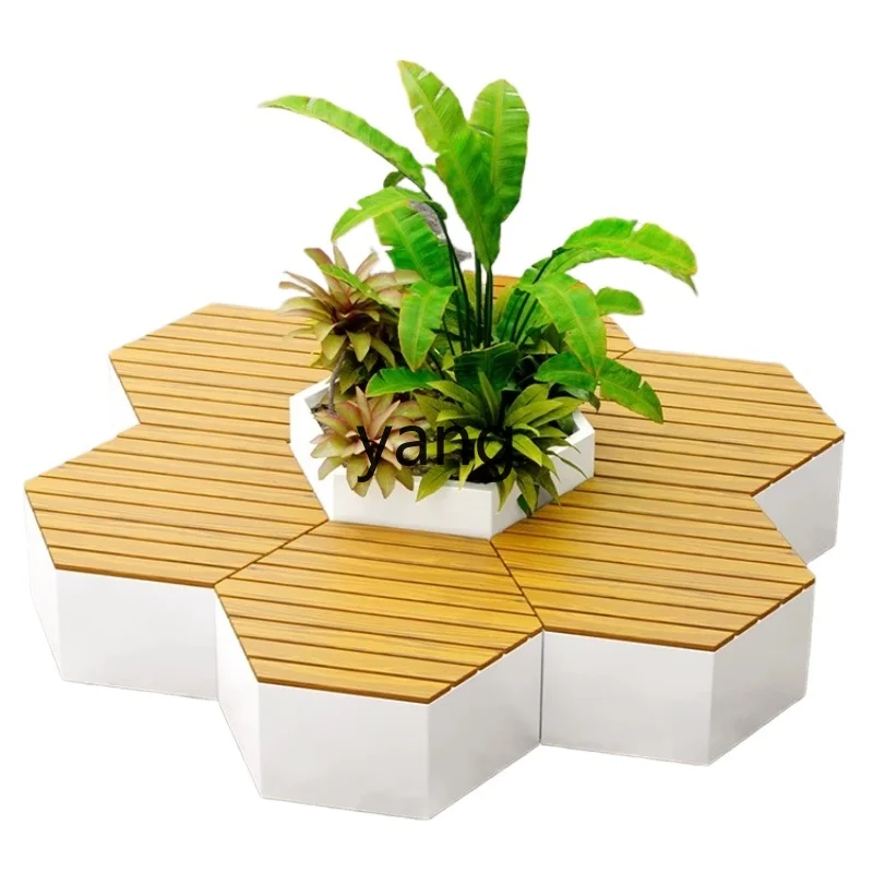 CX outdoor flower box public seat combination landscape flower bed solid wood rest seat