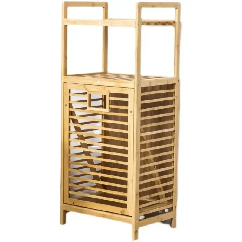 Side Rack Large Dirty Clothes Storage Basket Bamboo Dirty Clothes Storage Basket Fabric Toilet Rack Storage Basket