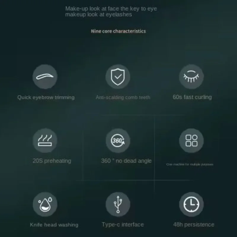 Piegaciglia elettrico 2 in 1 con trimmer per sopracciglia Strumento per il trucco per tutte le forme di ciglia Denti pettine antiscottatura multiuso