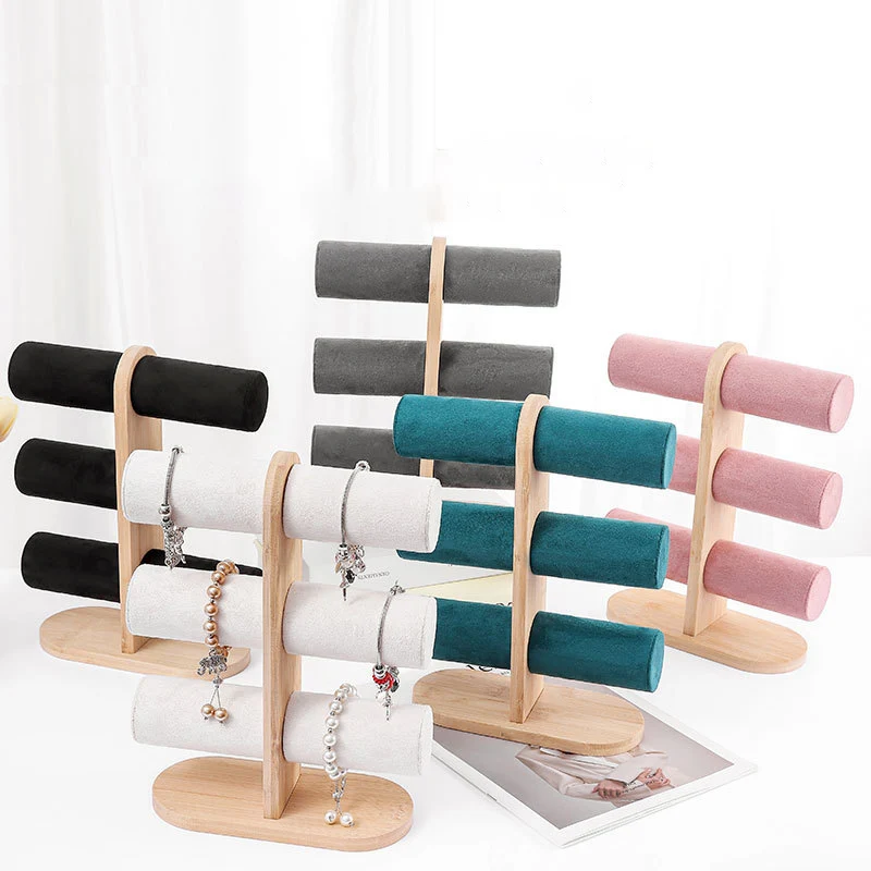 

New DIY Three Layers Rack Organizer Wood Jewelry Bracelet Storage Display Chain Watch Hard Stand Holder Woman Assemble