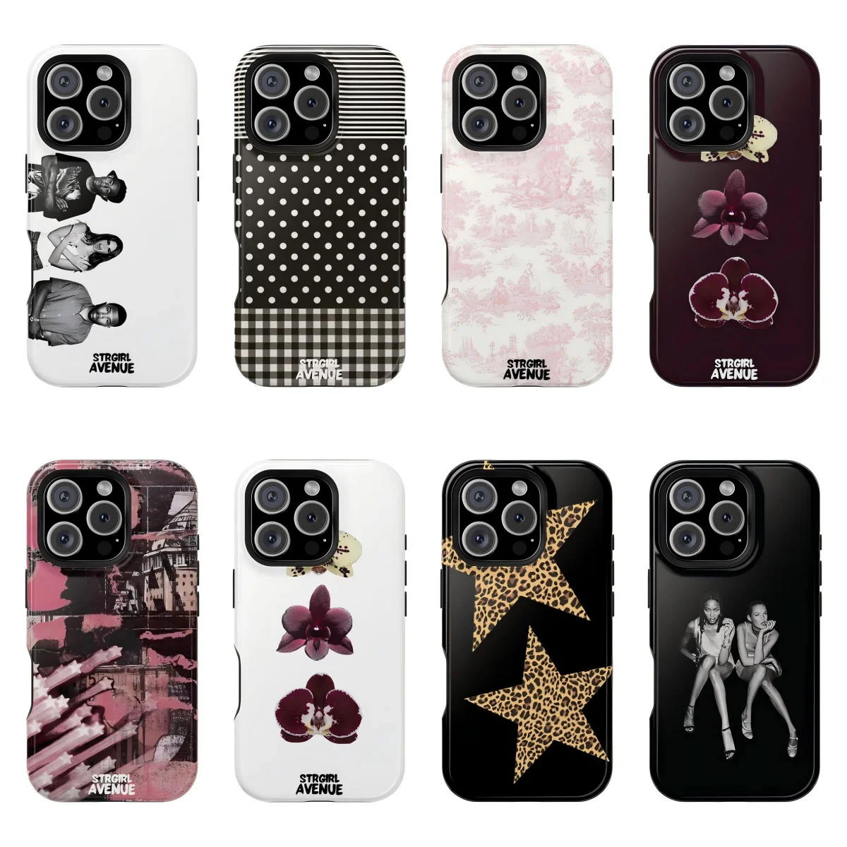 Y2K Luxus Strgirls Pink Toile Avenue Handyhülle für iPhone 17 16 15 14 13 12 11 Pro Max Air Plus Luxuriöse Doppelschicht-Rückabdeckung