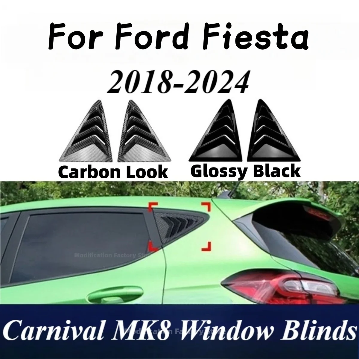 

Пара жалюзи MK8 для бокового окна автомобиля, декоративные жалюзи для Ford Fiesta MK8 2018 2019 2020 2021 + оконная жалюзи, боковая вентиляционная отделка