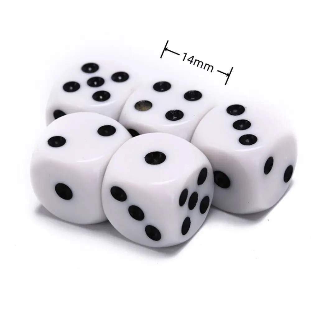 5 uds/10 Uds 14mm/10mm dados para beber de 6 caras dados blancos juego de dados de punto de esquina redonda accesorio de juego acrílico dados digitales