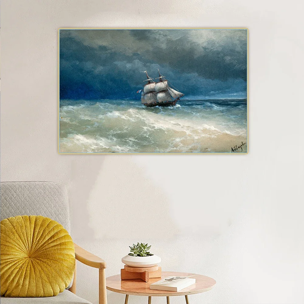 Citon Ivan Aivazovsky《Ship On A Stormy Sea》Canvas Art Oil Painting Artwork Decorative Print Picture Wall Decor Home Decoration