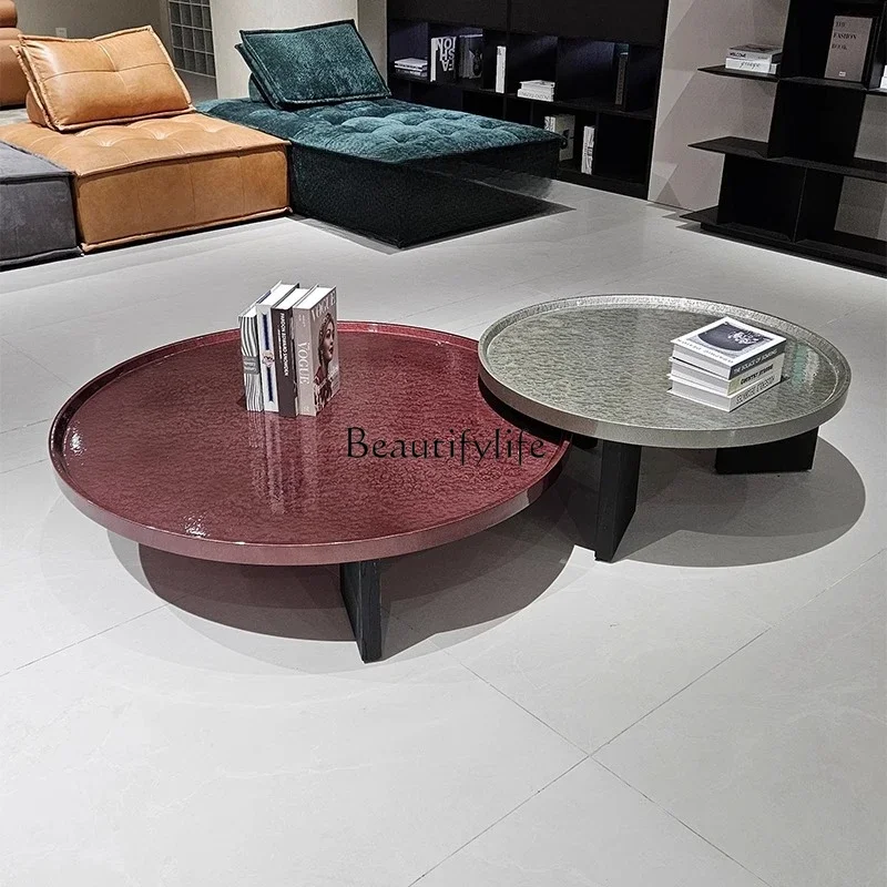 

jj Italian light luxury round coffee table water ripple paint process highlights the coffee table