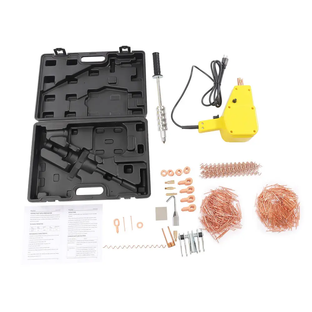 Auto Body Dent Repair Kit 800VA Electric Stud Welder Gun w/ Puller Hammer