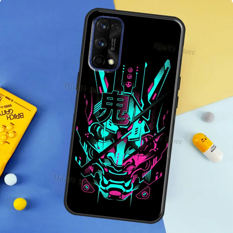 Japanese samurai Oni Hannya Demon Mask Case For Oneplus 10 Pro 9 Pro 8T 9R Nord2 Cover For Realme GT Neo 2 Master C21 8i 7 8 Pro