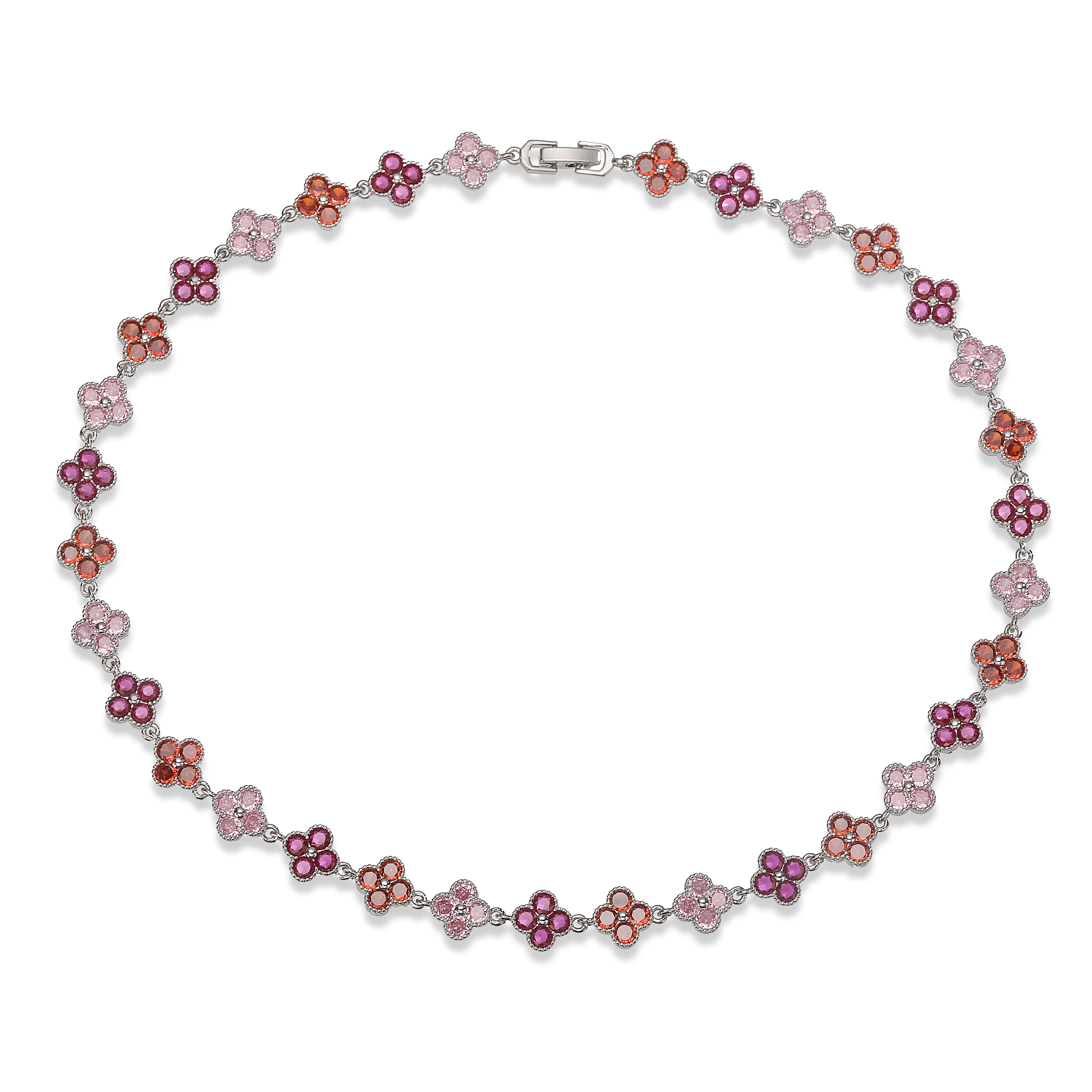 Multi-Color Zircon Flower Bracelet/Necklace Gift Set