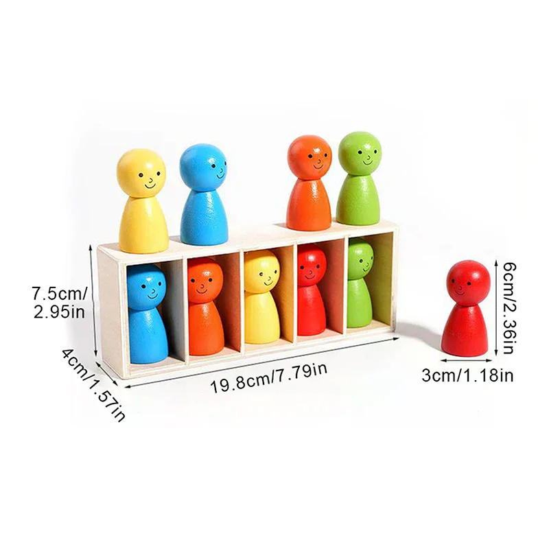 Familiespellen voor kinderen, houten pop kleuraanpassingsspel met 10 heldere poppen, familie bordspellen feest verjaardagscadeau, partyspel