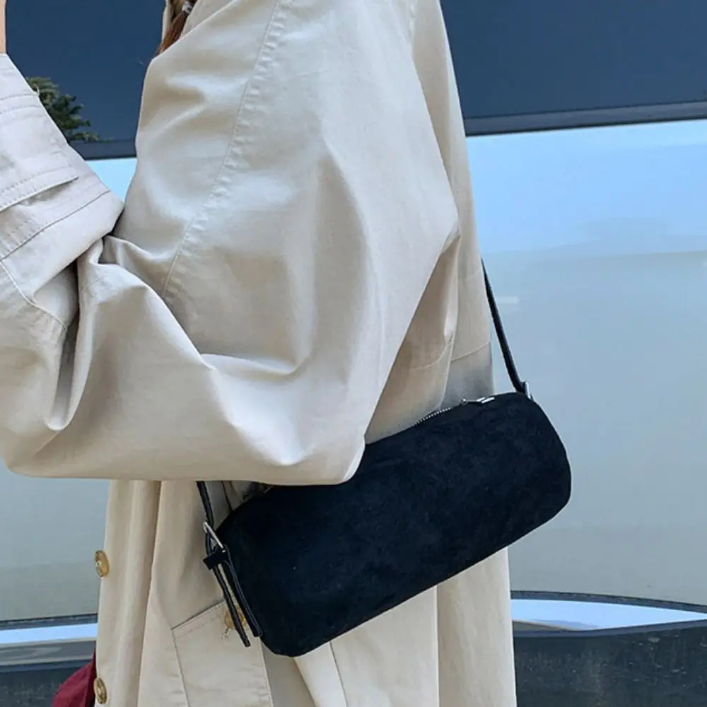 

Сумка на плечо из замши, сумка-подушка, вместительная сумка-хобо, однотонная сумка-тоут в корейском стиле, цвета конфет.