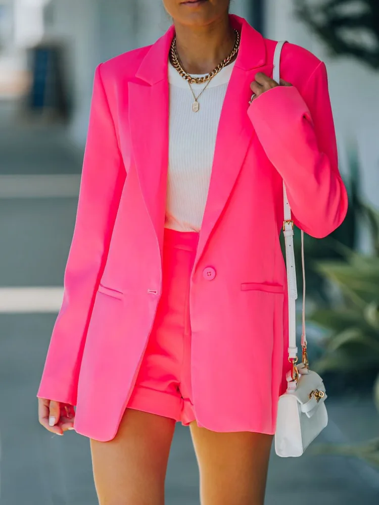 Blazer simple boutonnage pour femme, manteau simple, monochromatique, polyvalent, simple, mode coréenne, décontracté, travail, élégant, nouveau, 2022