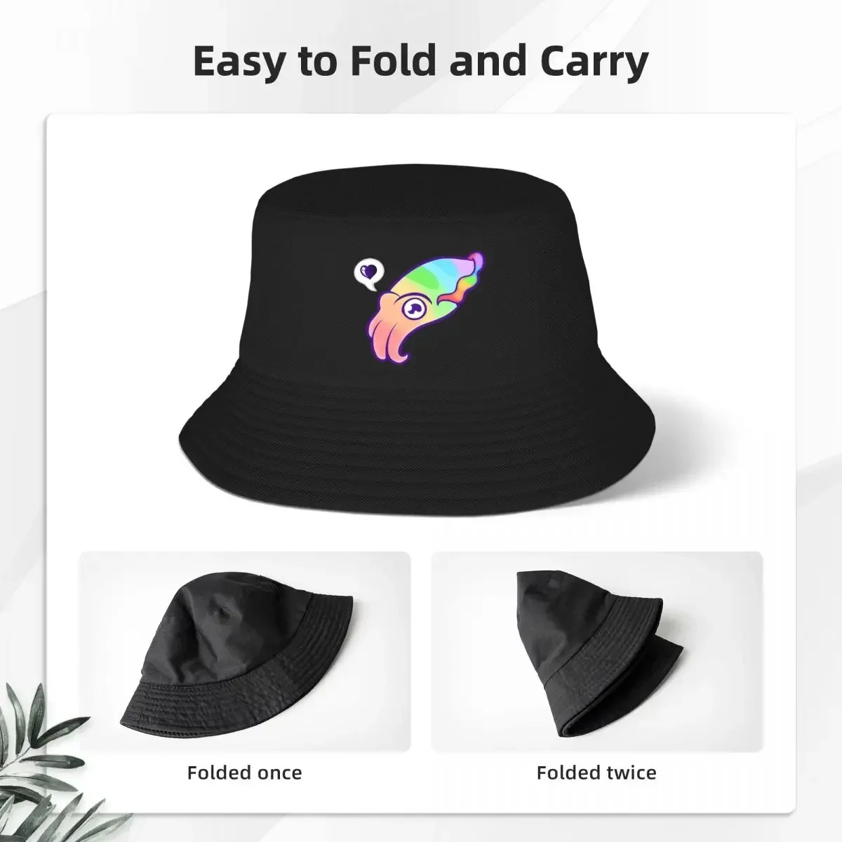 Cuddle Fish Love Bucket Hat Panama For Kids Bob Hats Outdoor Fisherman Hats Summer Beach Fishing Unisex Caps