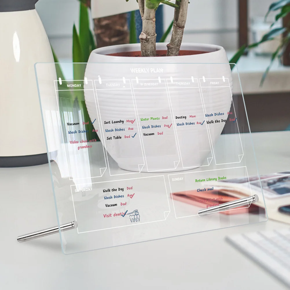 مجموعة واحدة من لوحة مذكرة أكريليك شفافة متعددة الوظائف لتزيين سطح المكتب للاستخدام المنزلي والمكتب ولوحة مذكرة أكريليك #4