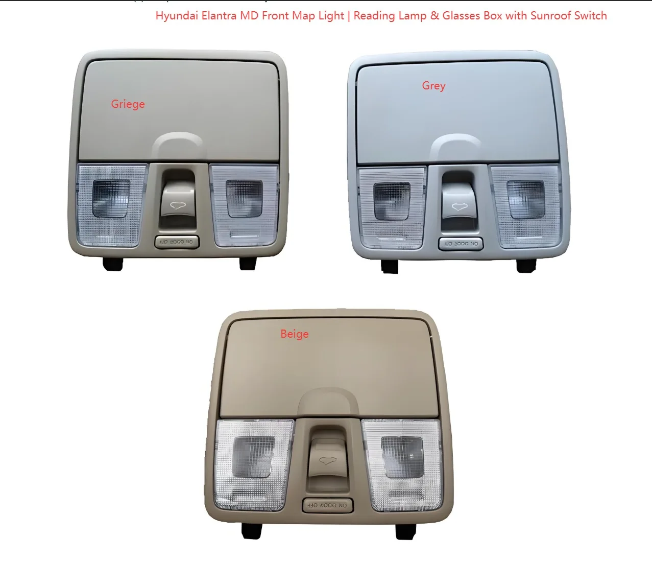 liuquan Front Overhead Console for Hyundai Elantra MD | Map Light, Reading Lamp, Glasses Case & Sunroof Switch