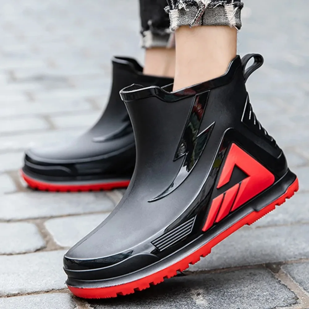 

Men's Rain Boots Fashion Couple's Platform Rainboots Fishing Shoes Outdoor Non-slip Waterproof Shoes Working Water Boots Zapatos