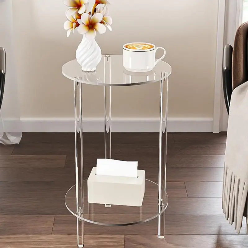 Acrylic Round End Table Small Round Side Table End Table Clear Small Round Table Acrylic Transparent Coffee Table for Bedroom image 5