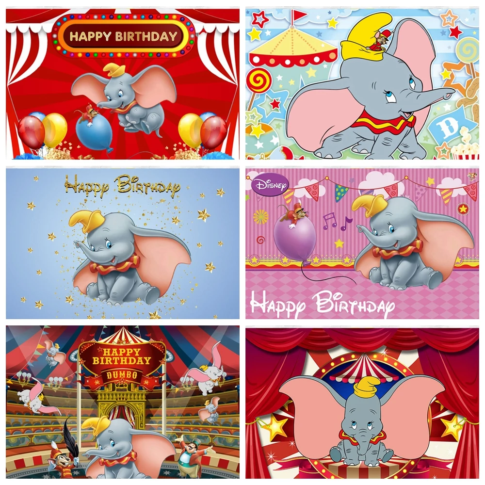 Fondo de carnaval de circo Dumbo, cabina de fotos con ratón Timothy para niños, fiesta de cumpleaños, Baby Shower, accesorios de fondo de fotografía