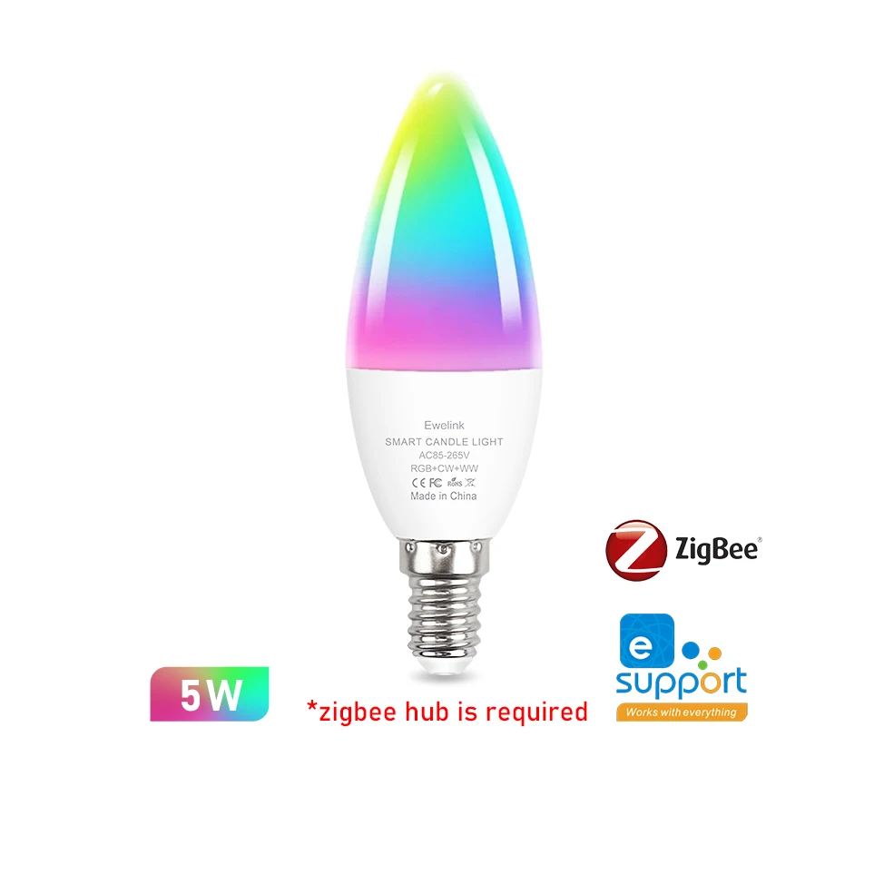 Smart WiFi Zigbee LED Gloeilamp Dimbaar E27 E14 GU10 RGBCW 2700-6500 K LED Kaars Lamp Voor Ewelink APP Alexa Google Thuis Yandex