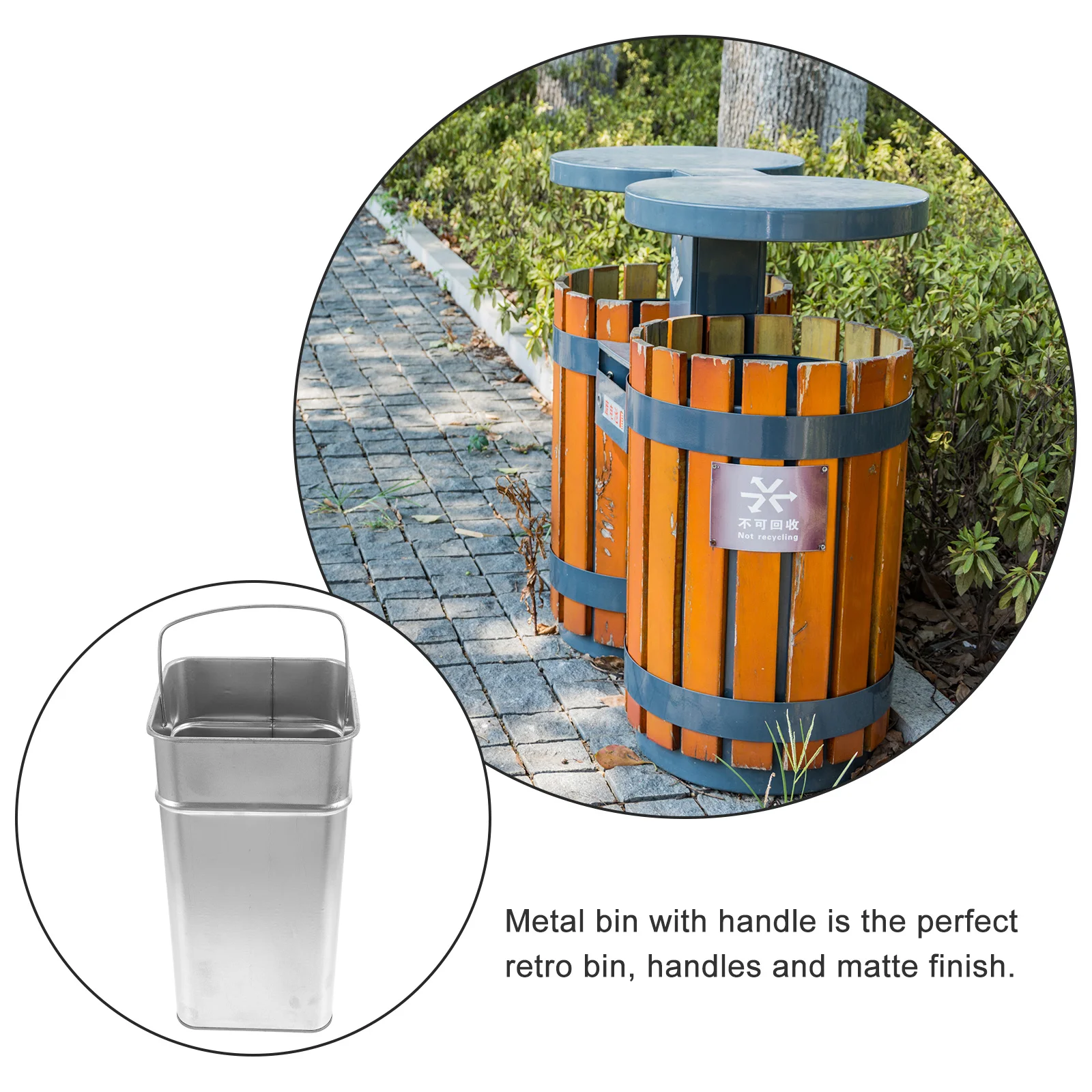 

Мусорный бак из оцинкованного листа, внутреннее ведро, металлическое портативное ведро для мусора, ручка большой емкости, уличный устойчивый к ржавчине корзина для хранения
